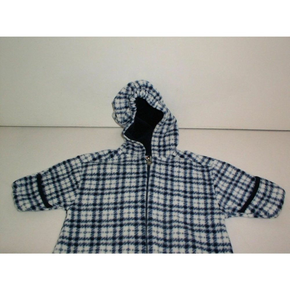 Miniwear Baby's Unisex 1 Piece Hooded Zipup Winter Plaid Blue/White Size 0-3 Mos - Picture 3 of 12